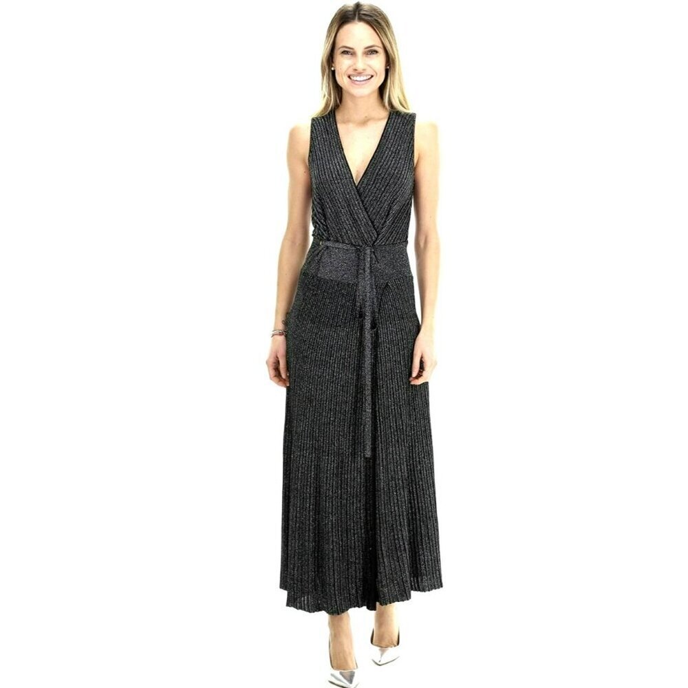 Liu Jo $390 Shimmery Knit Wrap Maxi Dress Tie Waist XS